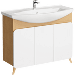 Комплект мебели для ванной Aqwella Basic 105 Дуб Золотой, белый Фото 2