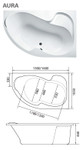 Ванна акриловая Marka One Aura 160x105 правая (чаша, экран, каркас, сифон) Фото 3