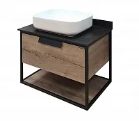 Тумба Comforty Кёльн-90 дуб темный с черной столешницей с раковиной COMFORTY T-Y9378