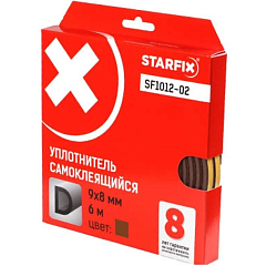 Уплотнитель D коричневый 9х8 мм 6м (сдвоенный профиль 2х3м) STARFIX