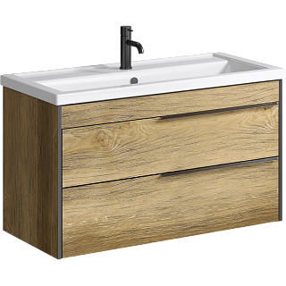 Тумба с раковиной подвесная Aqwella Fargo 100см Дуб балтийский Фото 1