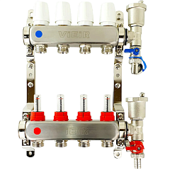 Группа коллекторов с расход. Vieir 4-вых нерж. БЕЗ кранов VR113-04А