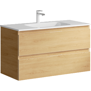 Тумба с раковиной подвесная Aqwella Accent 100см Дуб золотой Фото 1