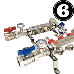 Группа коллекторов с расход. Vieir 6-вых нерж. с кранами VR113-06