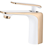 Смеситель для умывальника Ledeme 1074WR (белый/ роз.золото) Фото 1