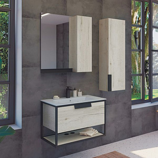 Зеркало-шкаф Comforty Бонн-90 дуб дымчатый Фото 1