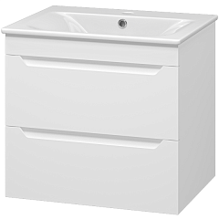 Тумба подвесная с раковиной Мисти Бриз 60 белая мат.эмаль 2 ящ.