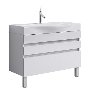 Тумба с раковиной напольная Aqwella Бергамо 100, белая Фото 1