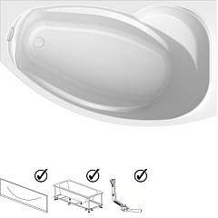 Ванна акриловая Радомир София 169*99 правая (в компл. экран, каркас, слив-перелив)
