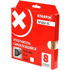 Уплотнитель D белый 9х8 мм 6м (сдвоенный профиль 2х3м) STARFIX