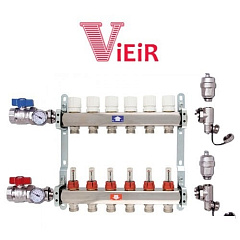Группа коллекторов с расход. Vieir 8-вых нерж. с кранами VR113-08