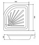 Поддон квадратный 90*90 (лучи) Фото 2