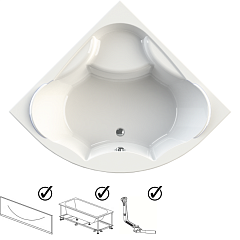 Ванна акриловая Радомир Сандра 149х149 (в компл. экран, каркас, слив-перелив)