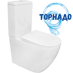 Унитаз напольный безободковый Azario Grado сиденье микролифт (слив "Торнадо")