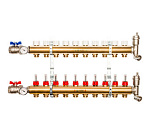 STOUT Коллектор регулируемый латунный с расходомерами 10 выходов Фото 1