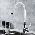 Смеситель для кухни Ledeme 4199-3L (белый/хром) Фото 5