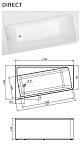 Ванна акриловая Marka One Direct 170x100 левая (чаша, экран, каркас, сифон) Фото 4