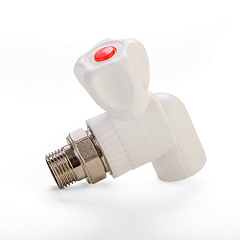 Кран для радиатора 20х1/2" угловой белый PPR