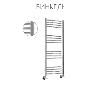 Полотенцесушитель водяной UKKO Винкель П16 500х1000 вентили в комплекте Фото 1