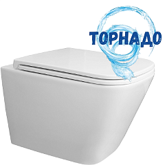 Унитаз подвесной безободковый Azario Teramo с сиденьем микролифт Торнадо скрытое