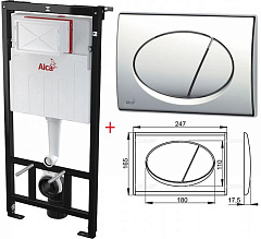 Система инсталляции Alcaplast, высота монтажа 1,12 м, AM101/1120 + кнопка М71