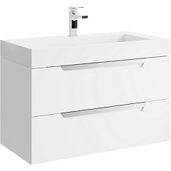 Тумба с раковиной подвесная Aqwella Cube 90см Белый