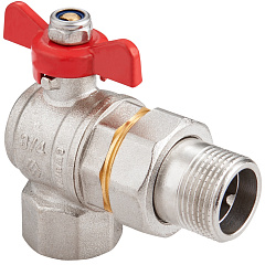 Кран шаровый с американкой угл. 3/4" б. г/ш MVI