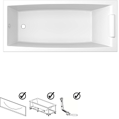 Ванна акриловая Marka One Aelita 170х75 (в компл. экран, каркас, слив-перелив)