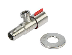 Кран угловой Ledeme из нержавеющей стали с керамической кран-буксой 1/2" х 1/2" красный