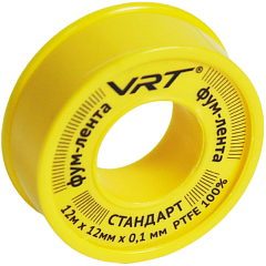 Фум-лента для газа и жидкостей VRT 0,1мм х 12мм х 12м PTFE (тефлон)