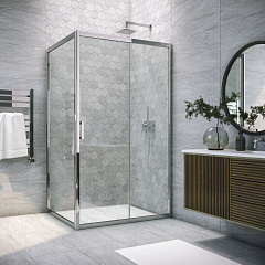 Душевой угол VegasGlas ZP+ZPV NOVO 120*90 07 01 (хром матовый, стекло прозрачное)