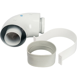 Отвод коаксиальный 90 DN60/100 п/м Stout (уплот. и хомут в ком.)  Фото 1