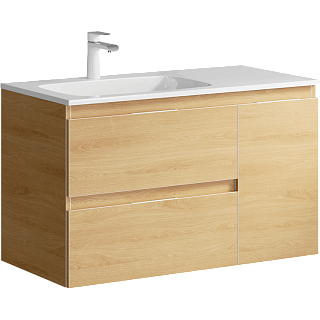 Тумба с раковиной подвесная Aqwella Accent 90L Дуб золотой Фото 1