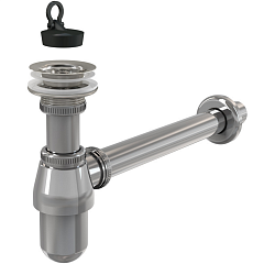 Сифон для раковины Alca Plast А437 бутылочный с выпуском латунь/хром