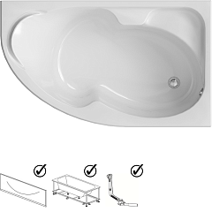 Ванна акриловая 1Marka DIANA 170x90 правая (в компл. экран, каркас, слив-перелив)