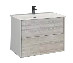Тумба Comforty Женева-75 дуб белый с раковиной COMFORTY 75E