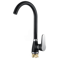 Смеситель для кухни LOFFREY d-35 высокий, на гайке (черный) 84012В 