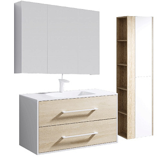 Комплект мебели для ванной Aqwella Miami 100 Дуб сонома, белый Фото 1