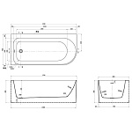 Ванна акриловая Azario LUTON 170x80 левая (чаша, сифон, рама) Фото 6
