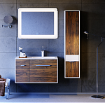 Тумба с раковиной подвесная Aqwella Malaga 90R Крафт темный, белый Фото 3