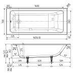 Ванна чугунная Wotte Line 160x70 с комплектом ножек Фото 4