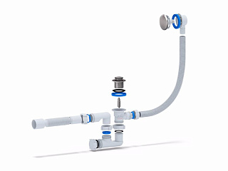 Сифон Ани для ванны ЕС255G Клик-клак с ревизией Фото 1