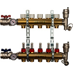 STOUT Коллектор регулируемый латунный с расходомерами 5 выходов Фото 1