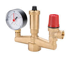 Группа безопасности котла 1" с манометром,предохранительным клапаном и автомат.воздухоотводчиком MVI