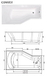 Ванна акриловая Marka One Convey 150x75 левая (чаша, экран, ножки, сифон) Фото 5