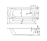 Акриловая ванна Riho Miami 170х70 прямо-ая (чаша,ножки, экран) Фото 7
