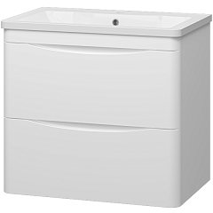 Тумба подвесная с раковиной Мисти Атлантик 70 белая 2 ящ.