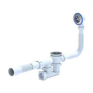 Сифон Ани для ванны Е255 с ревизией с гибкой трубой Фото 1