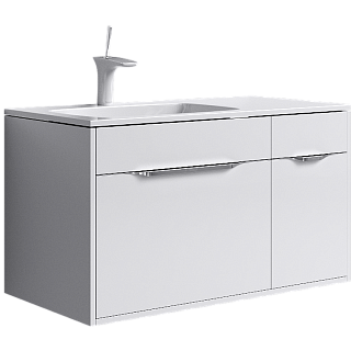 Тумба с раковиной подвесная Aqwella Malaga 90L Белый Фото 1