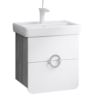 Тумба с раковиной подвесная Aqwella Alicante 55см Дуб седой, белый Фото 1